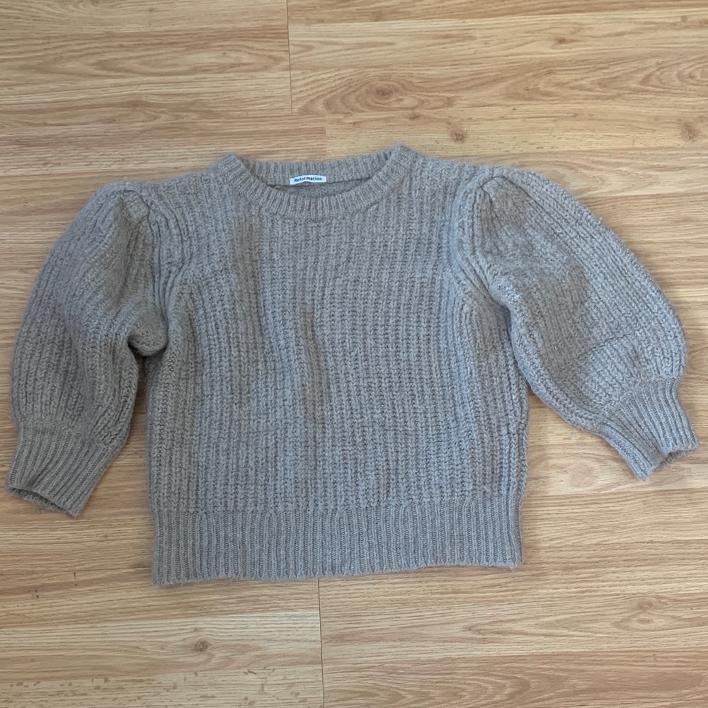 Reformation puff sleeve sweater